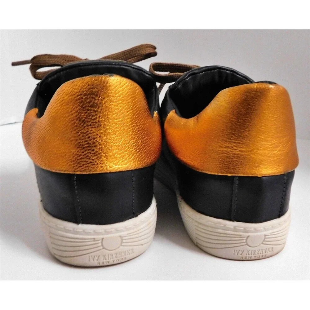 Ivy Kirzhner Sputnik Black Leather Copper‎ Toe Fashion Sneaker 8.5 M
